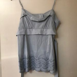 BCBG Seersucker Bow Tank Small